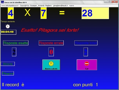 Tabelline immagine programma