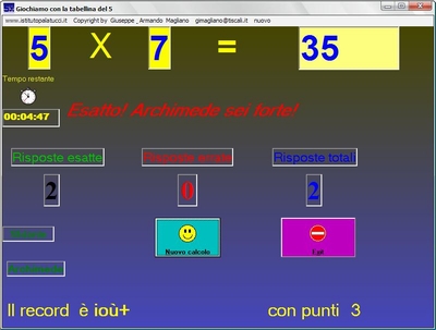 Tabelline immagine programma